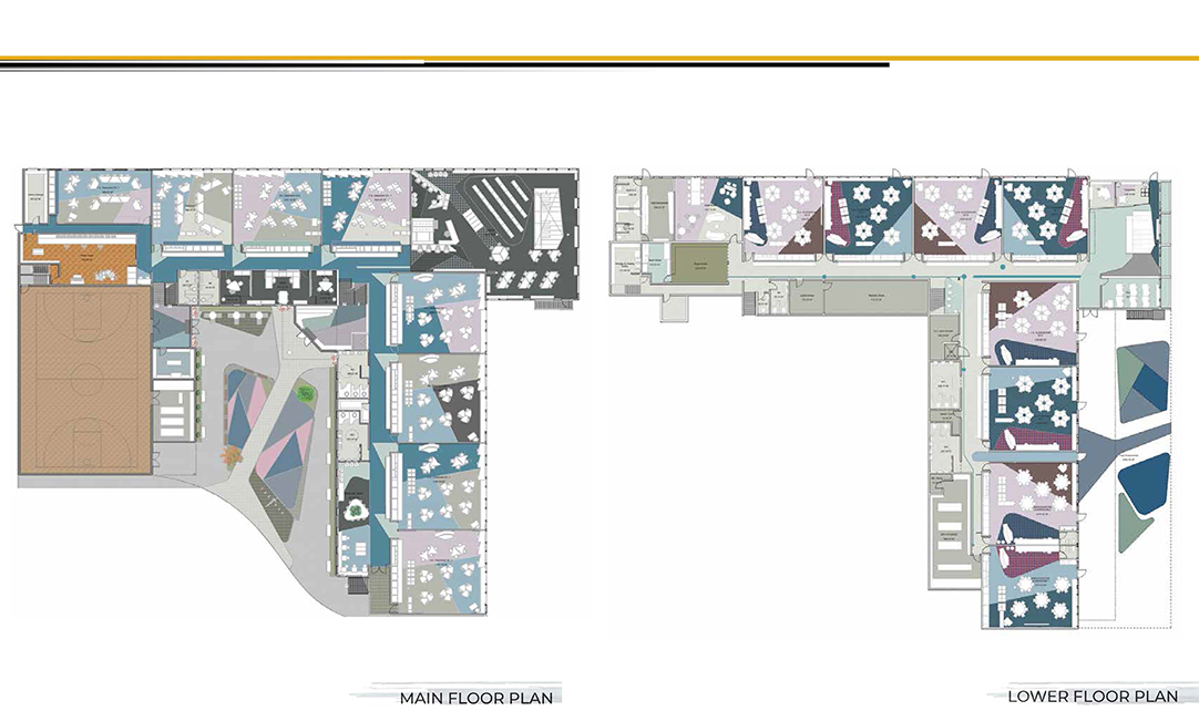 Coloured floor plan for Westcott Elementary School